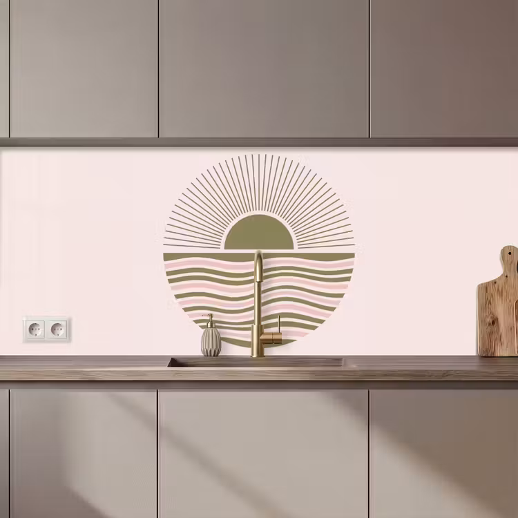 Keuken achterwand - Zon - Zee - Abstract - Modern - Roze — 1