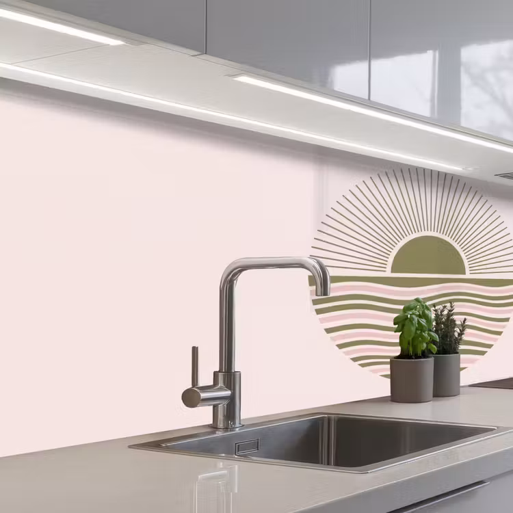 Keuken achterwand - Zon - Zee - Abstract - Modern - Roze — 2