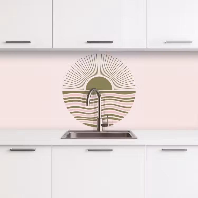 Keuken achterwand - Zon - Zee - Abstract - Modern - Roze — 4
