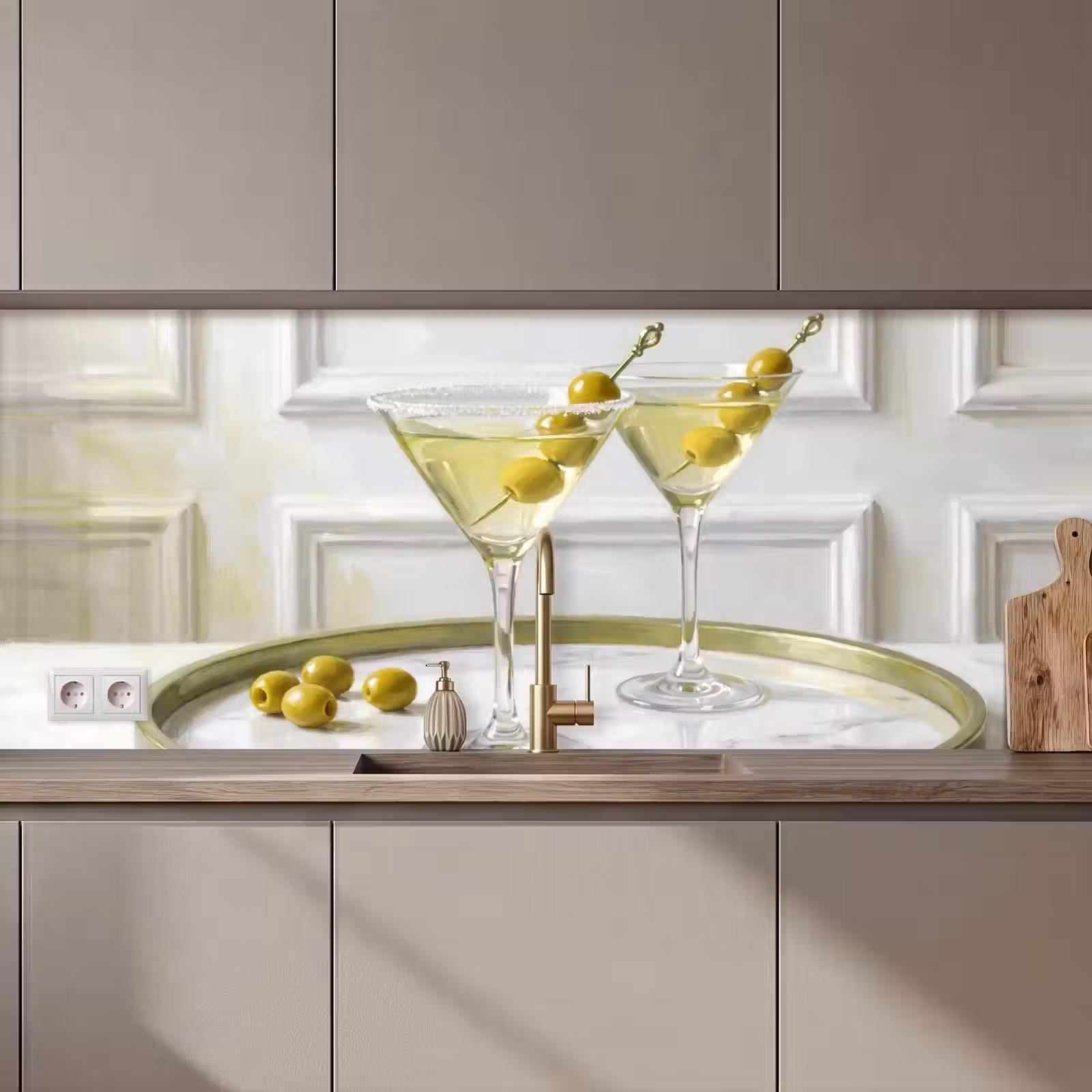 Keuken achterwand - Drank - Martini - Olijven - Modern - Wit — 1