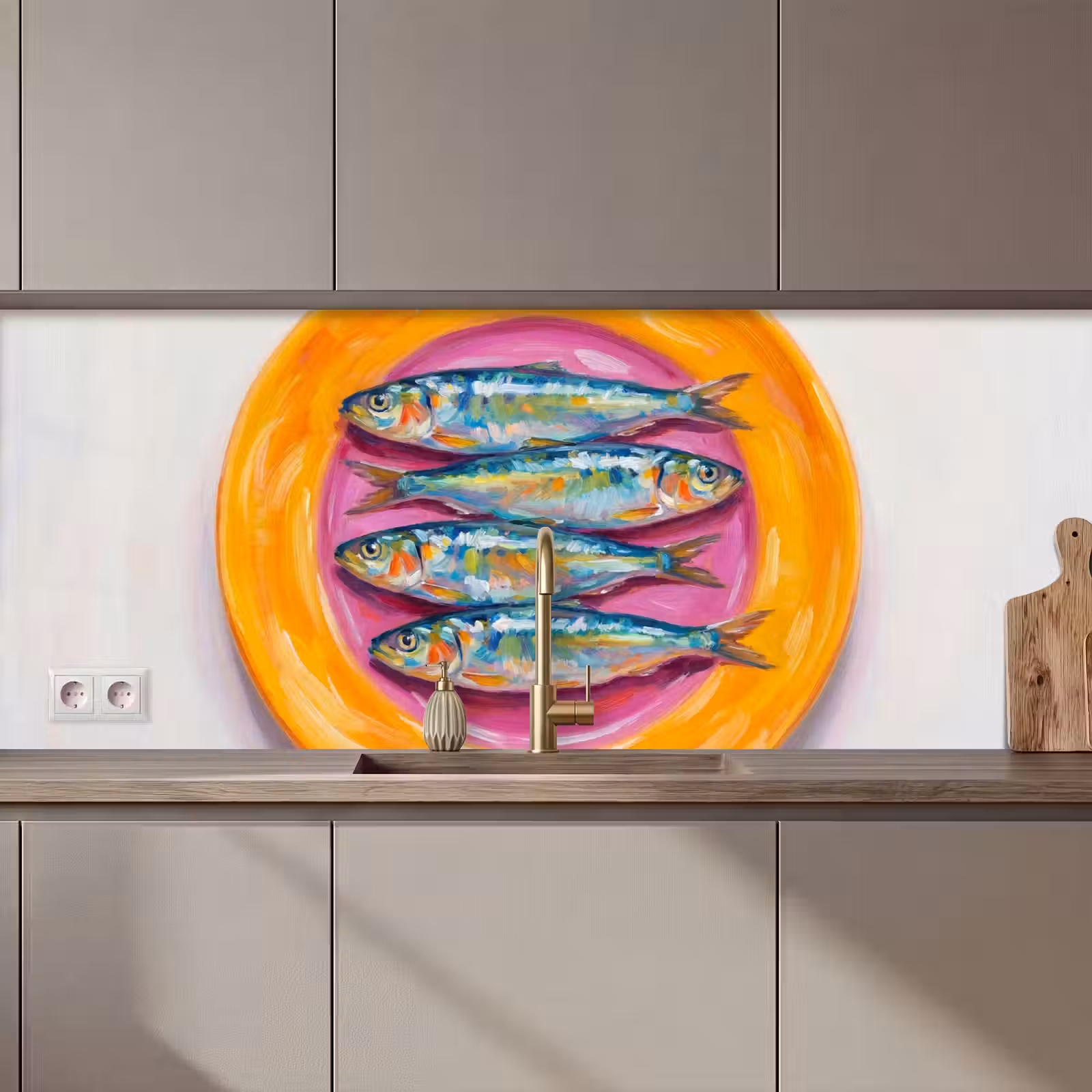 Keuken achterwand - Vis - Vier - Eten - Modern - Kleurrijk — 1