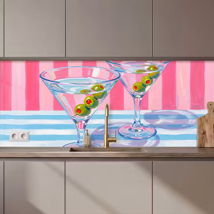 Keuken achterwand - Cocktail - Olijven - Kunst - Modern - Roze — 1