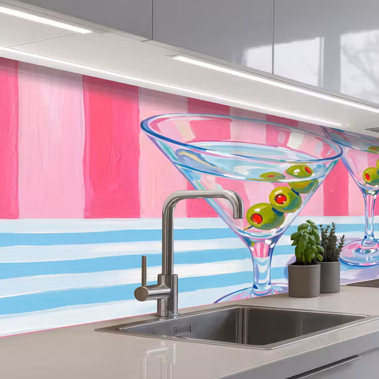 Keuken achterwand - Cocktail - Olijven - Kunst - Modern - Roze — 2