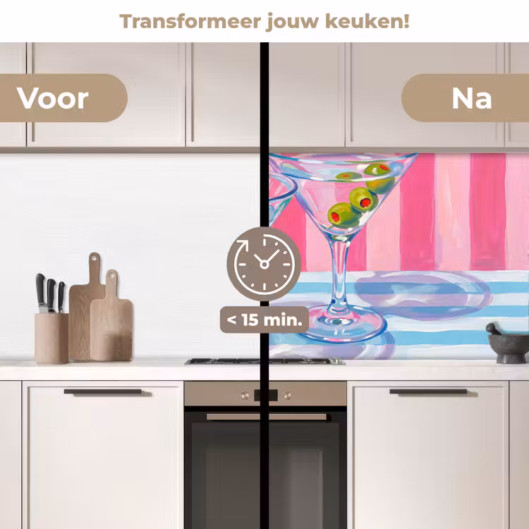 Keuken achterwand - Cocktail - Olijven - Kunst - Modern - Roze — 3
