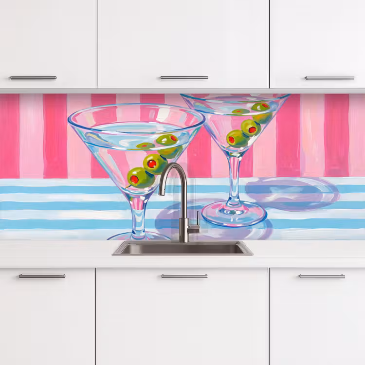 Keuken achterwand - Cocktail - Olijven - Kunst - Modern - Roze — 4