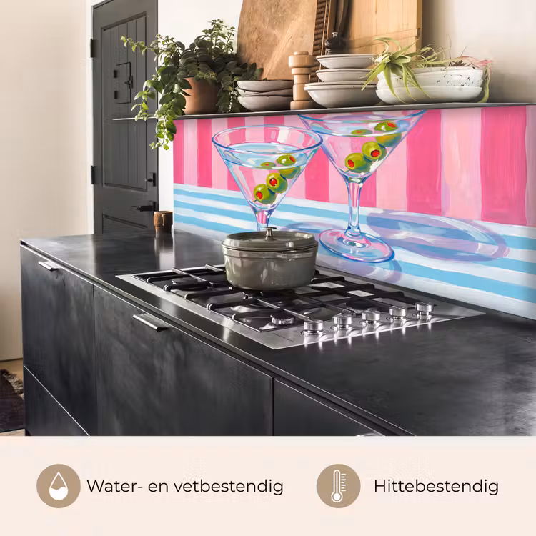 Keuken achterwand - Cocktail - Olijven - Kunst - Modern - Roze — 5