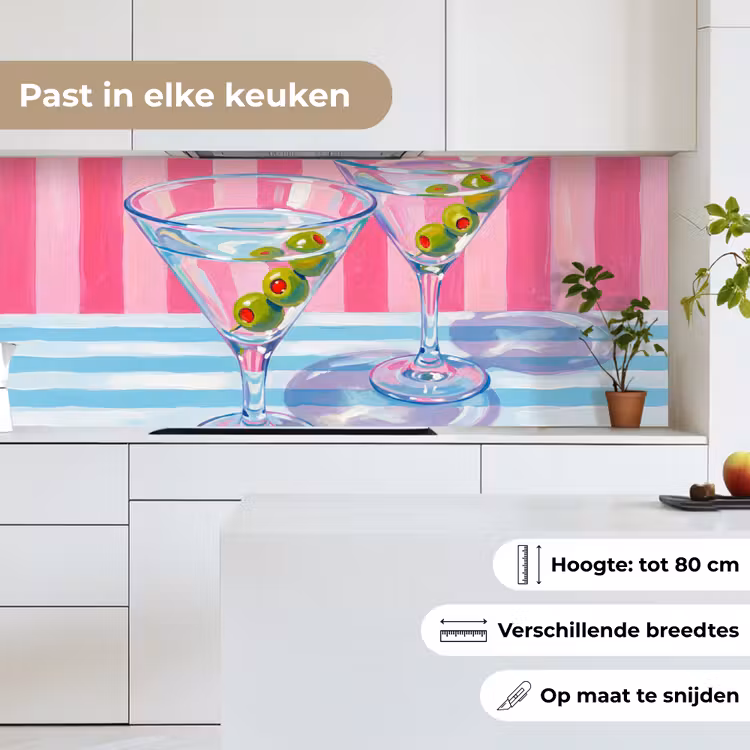 Keuken achterwand - Cocktail - Olijven - Kunst - Modern - Roze — 7