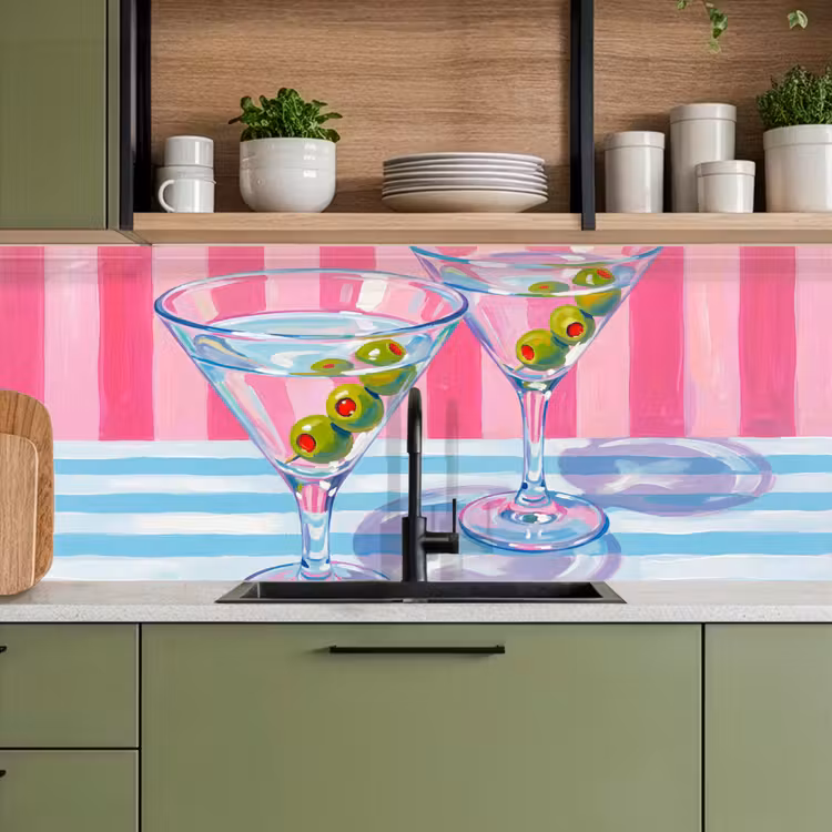 Keuken achterwand - Cocktail - Olijven - Kunst - Modern - Roze — 8