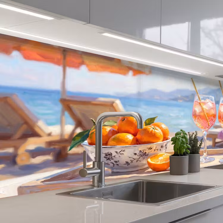 Keuken achterwand - Drank - Glazen - Strand - Zomer - Oranje — 2