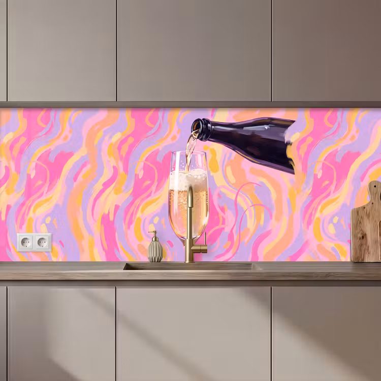 Keuken achterwand - Drank - Inschenken - Feest - Abstract - Roze — 1