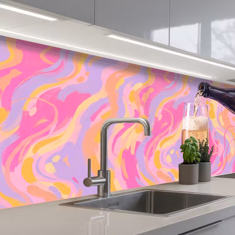 Keuken achterwand - Drank - Inschenken - Feest - Abstract - Roze — 2