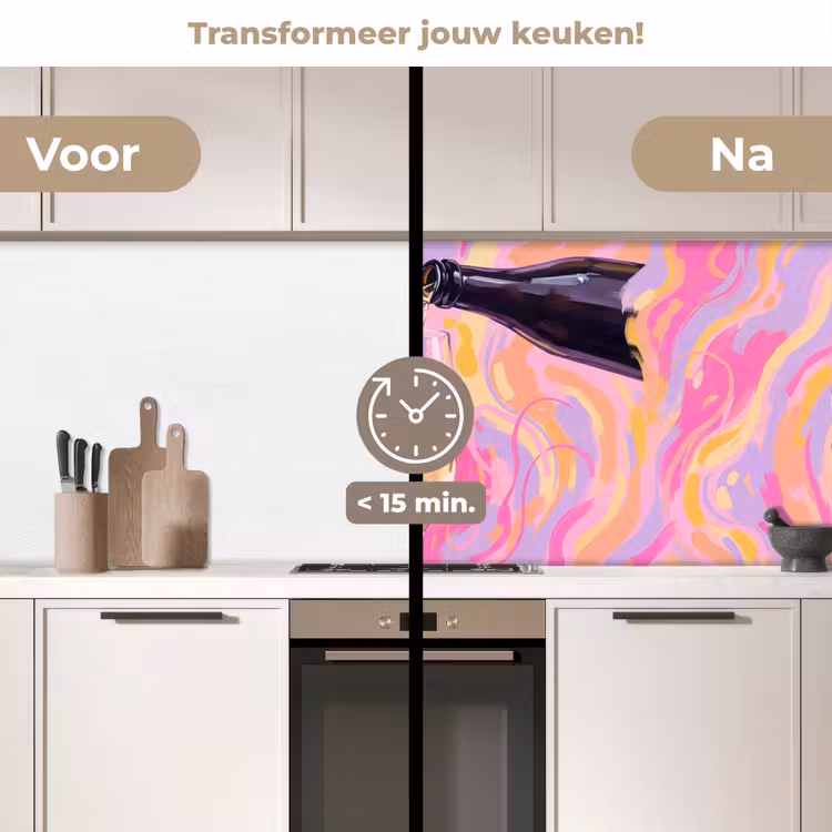 Keuken achterwand - Drank - Inschenken - Feest - Abstract - Roze — 3