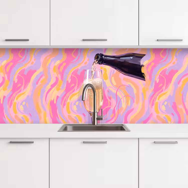 Keuken achterwand - Drank - Inschenken - Feest - Abstract - Roze — 4