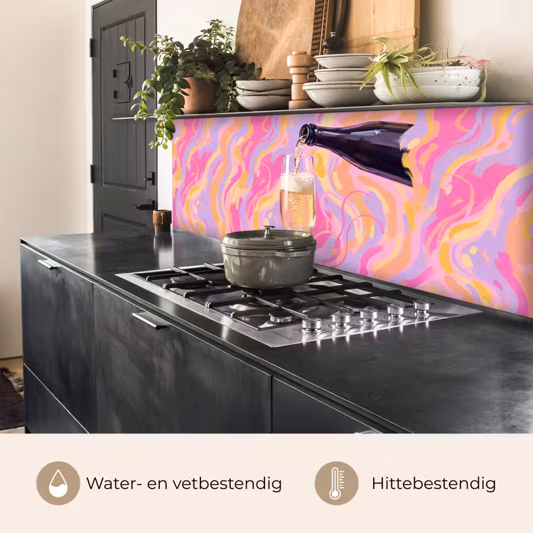 Keuken achterwand - Drank - Inschenken - Feest - Abstract - Roze — 5