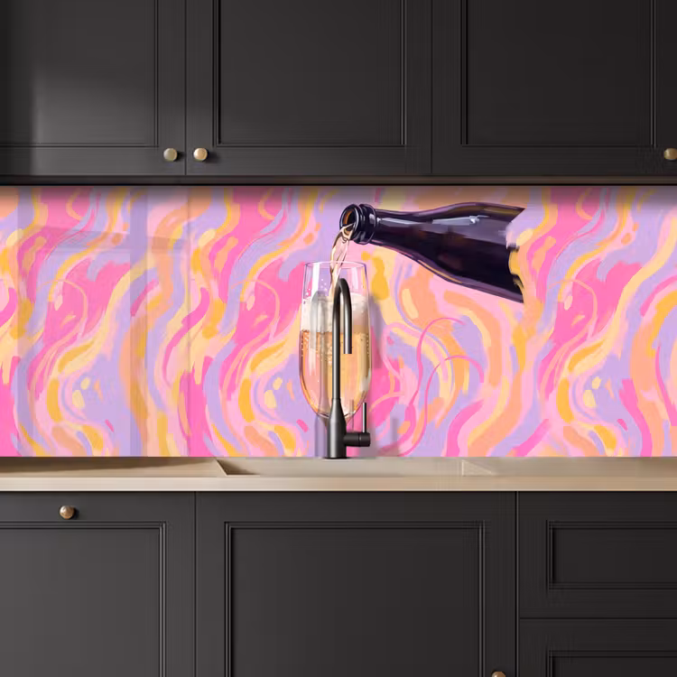 Keuken achterwand - Drank - Inschenken - Feest - Abstract - Roze — 6