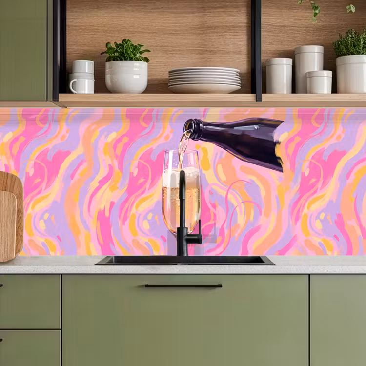 Keuken achterwand - Drank - Inschenken - Feest - Abstract - Roze — 8