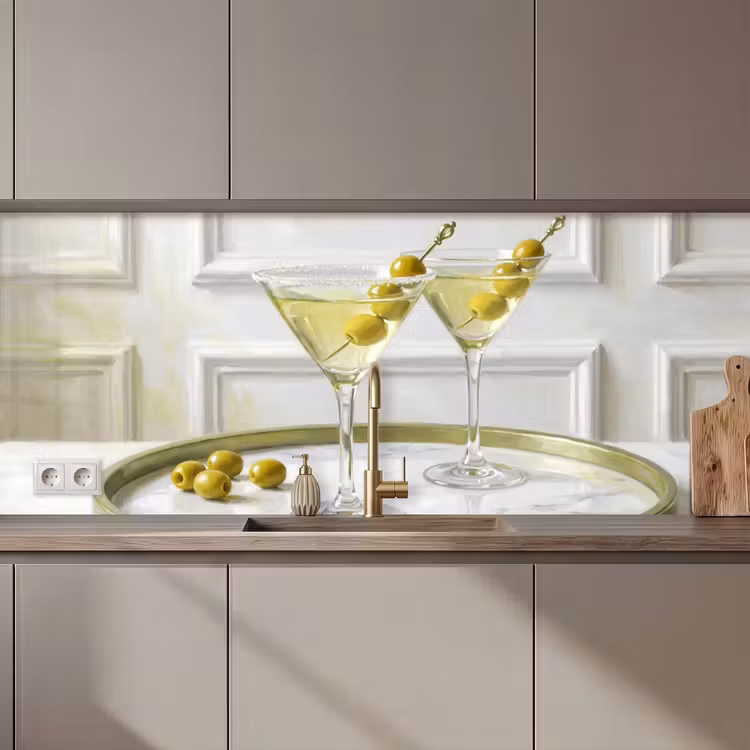 Keuken achterwand - Drank - Martini - Olijven - Modern - Wit — 1