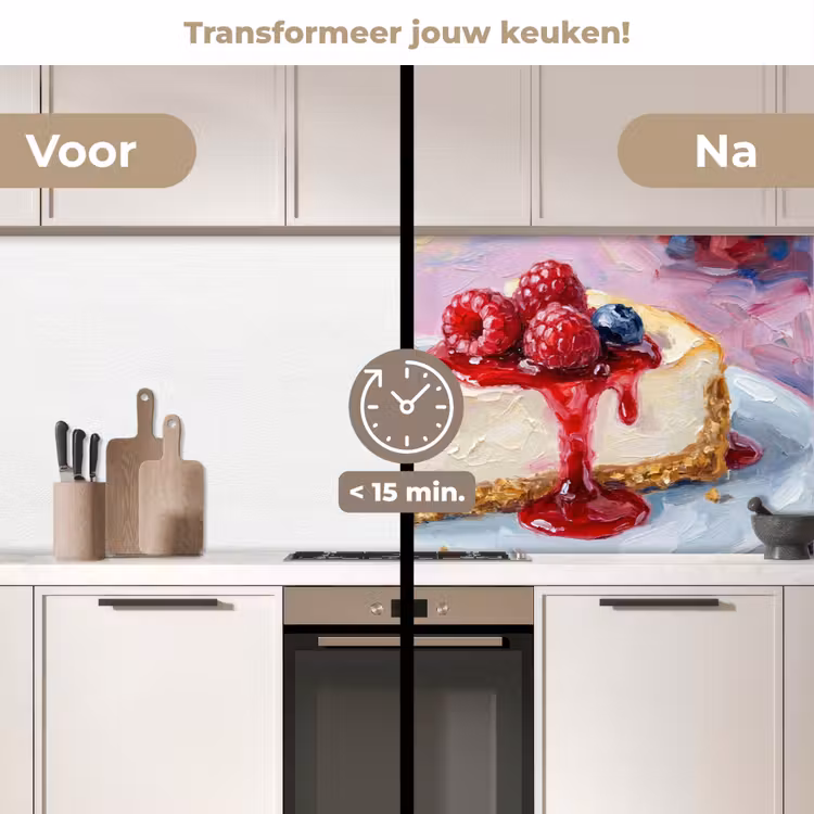 Keuken achterwand - Eten - Cheesecake - Bessen - Abstract - Roze — 3
