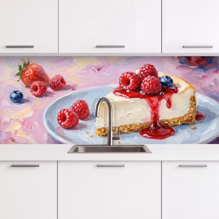 Keuken achterwand - Eten - Cheesecake - Bessen - Abstract - Roze — 4