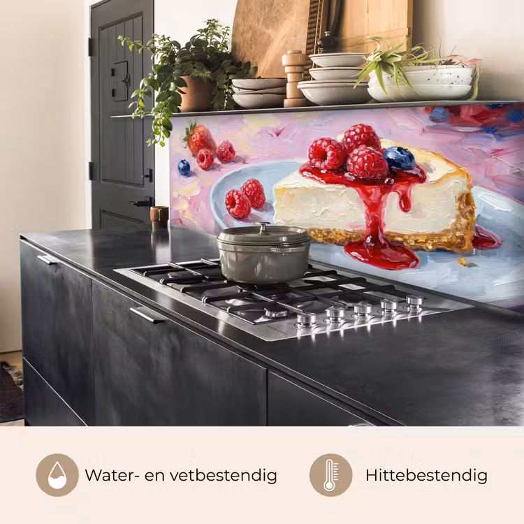 Keuken achterwand - Eten - Cheesecake - Bessen - Abstract - Roze — 5