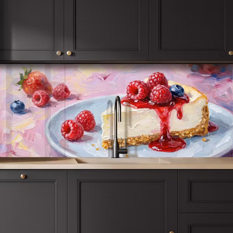 Keuken achterwand - Eten - Cheesecake - Bessen - Abstract - Roze — 6