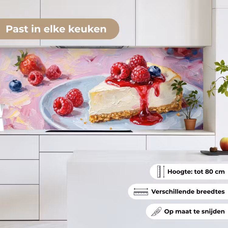 Keuken achterwand - Eten - Cheesecake - Bessen - Abstract - Roze — 7