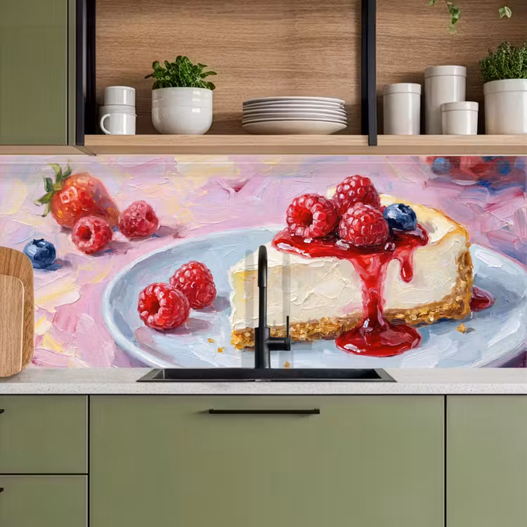 Keuken achterwand - Eten - Cheesecake - Bessen - Abstract - Roze — 8