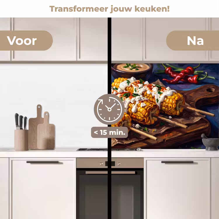Keuken achterwand - Eten - Maïs - Saus - Geschilderd - Geel — 3