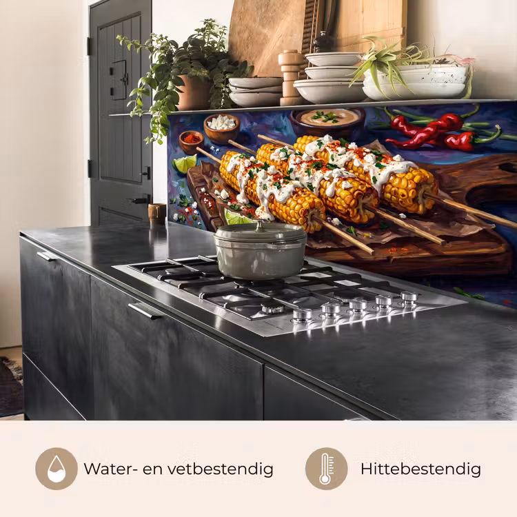 Keuken achterwand - Eten - Maïs - Saus - Geschilderd - Geel — 5