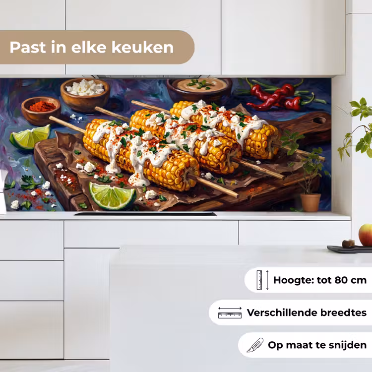 Keuken achterwand - Eten - Maïs - Saus - Geschilderd - Geel — 7