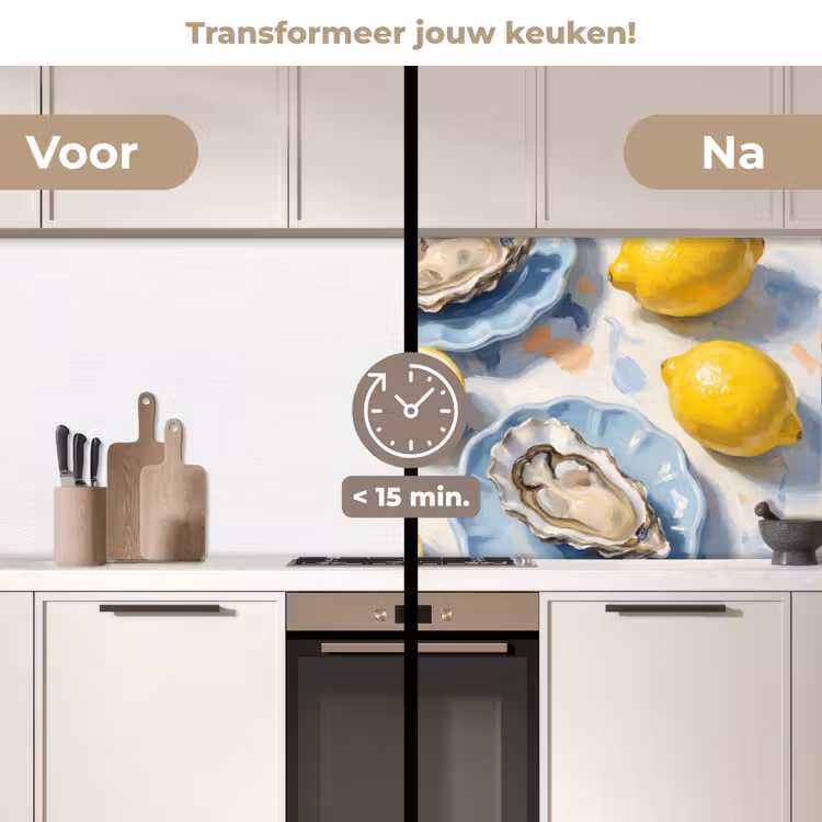 Keuken achterwand - Eten - Oesters - Citroenen - Modern - Geel — 3