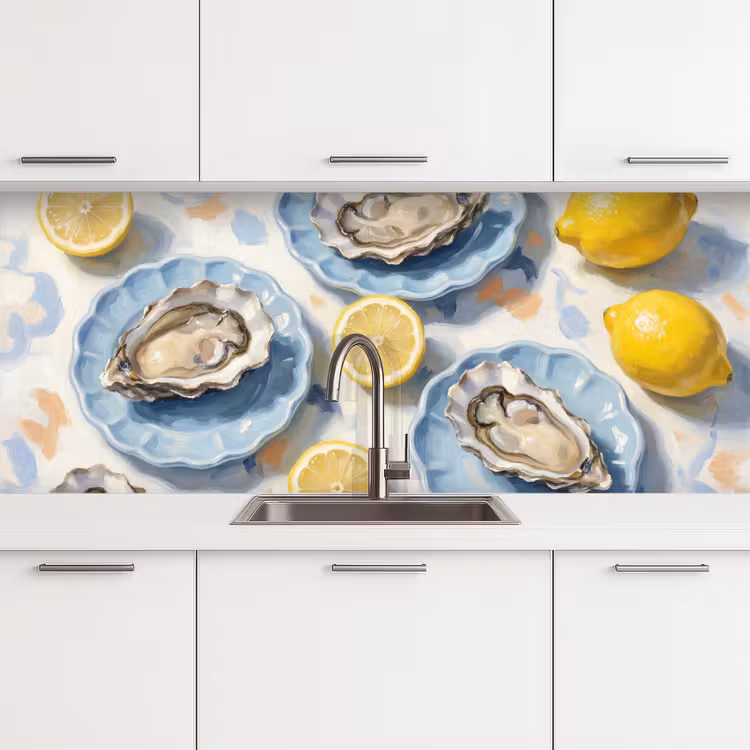 Keuken achterwand - Eten - Oesters - Citroenen - Modern - Geel — 4