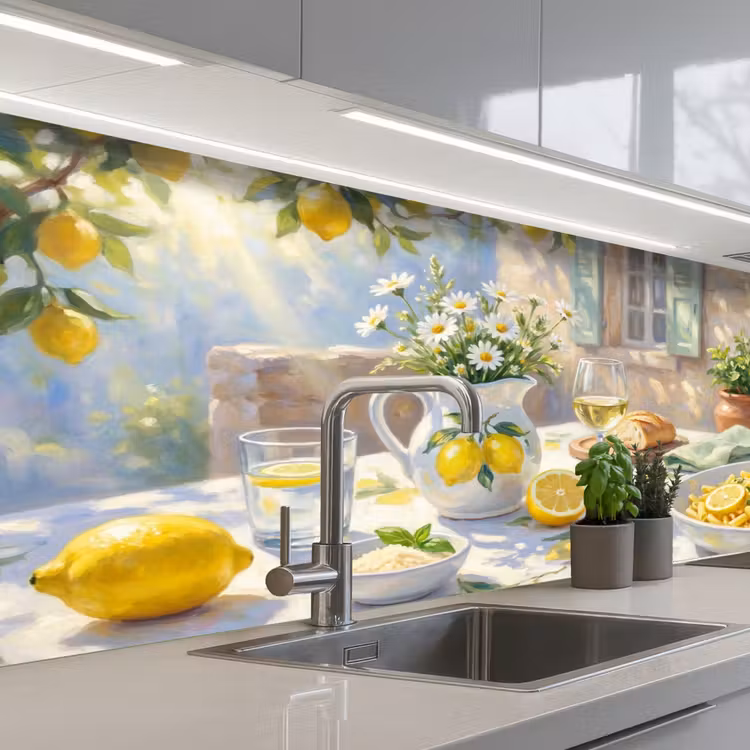 Keuken achterwand - Eten - Terras - Zomer - Geschilderd - Geel — 2