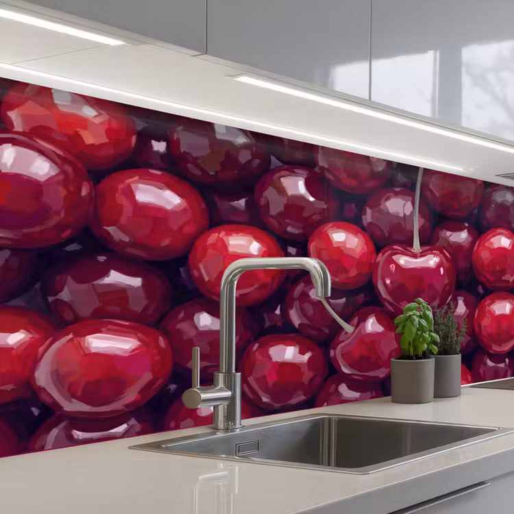 Keuken achterwand - Fruit - Kersen - Eten - Modern - Rood — 2