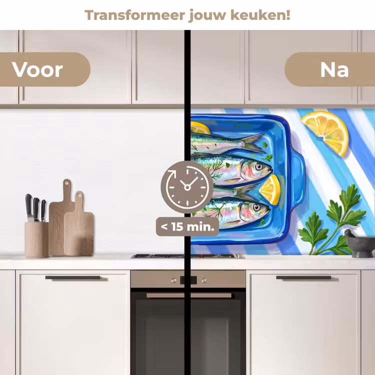 Keuken achterwand - Vis - Citroen - Kruiden - Eten - Blauw — 3