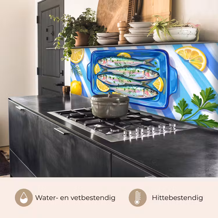 Keuken achterwand - Vis - Citroen - Kruiden - Eten - Blauw — 5