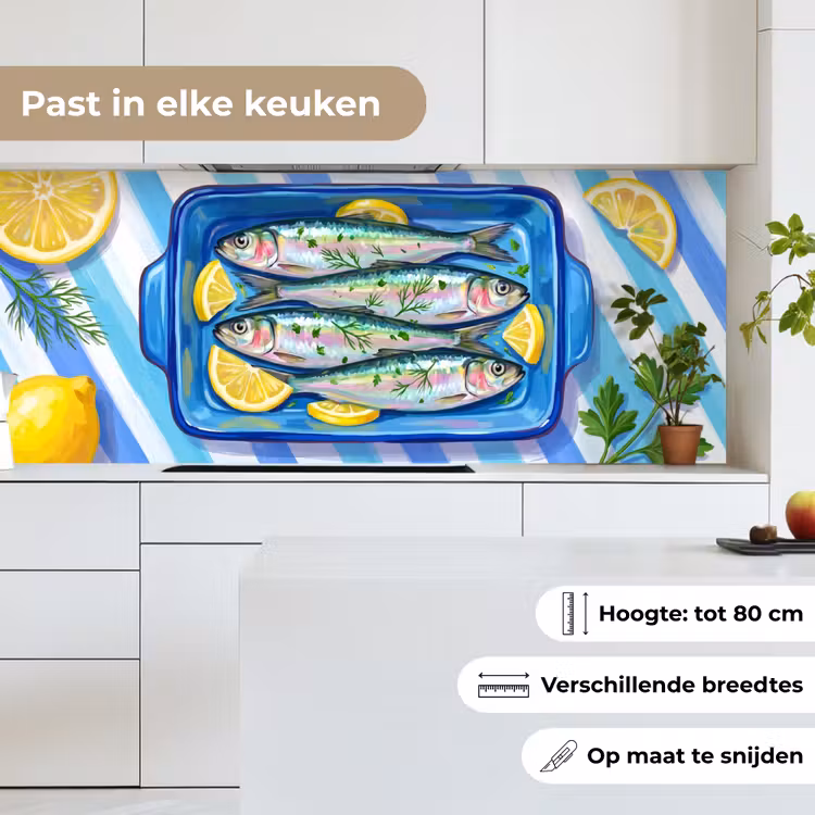 Keuken achterwand - Vis - Citroen - Kruiden - Eten - Blauw — 7