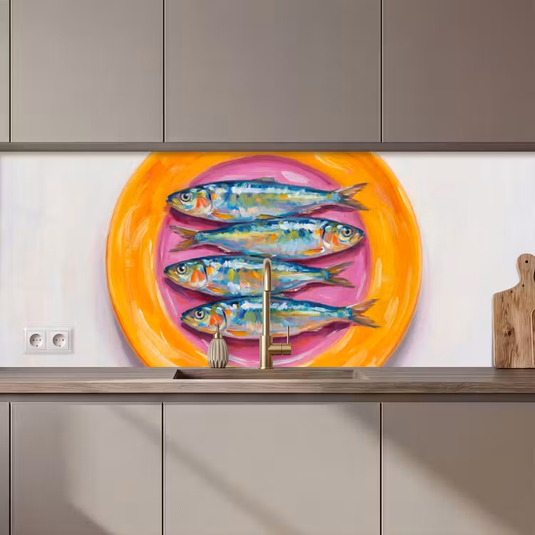 Keuken achterwand - Vis - Vier - Eten - Modern - Kleurrijk — 1