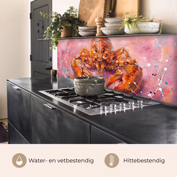 Keuken achterwand - Zeeleven - Kreeft - Spatters - Abstract - Roze — 5