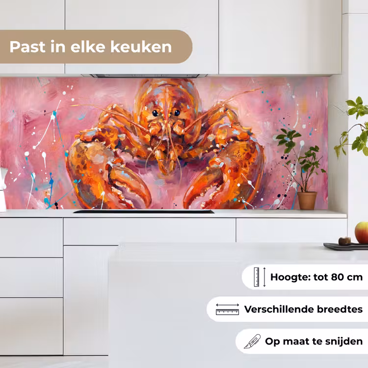 Keuken achterwand - Zeeleven - Kreeft - Spatters - Abstract - Roze — 7