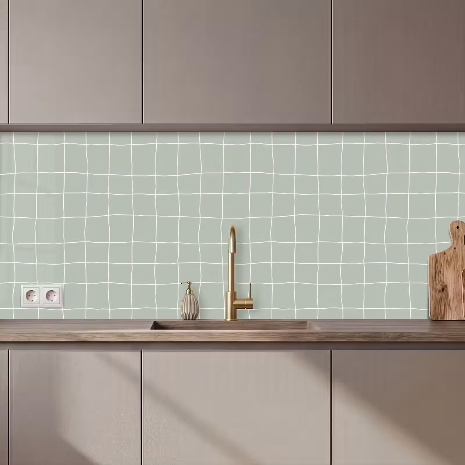 Keuken achterwand - Ruitpatroon - Golvend - Groen — 1