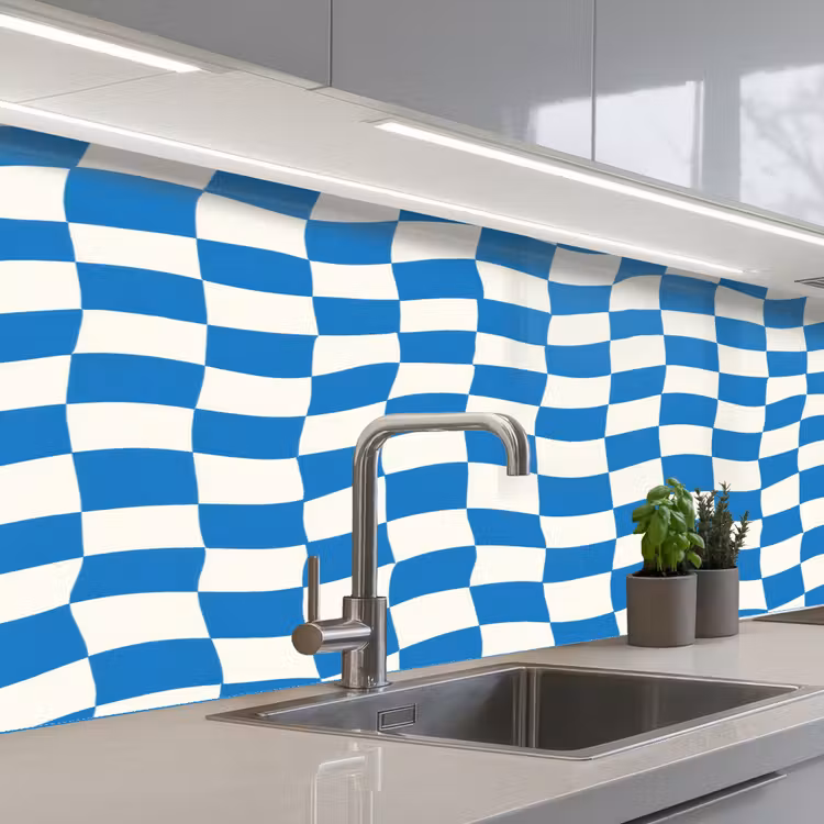 Keuken achterwand - Golvend - Patroon - Blauw — 2