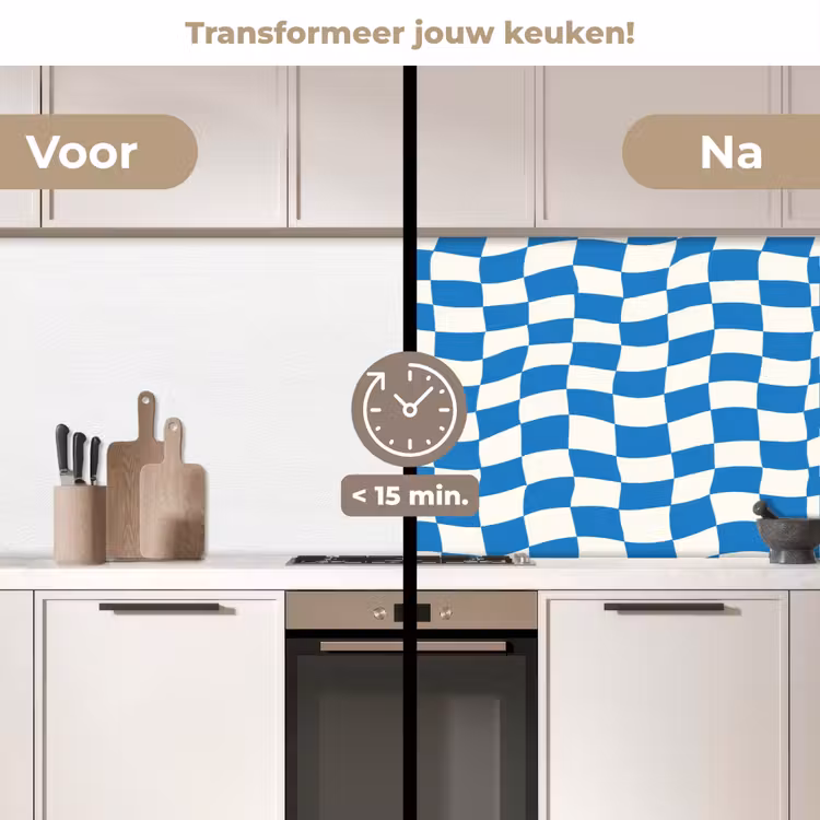 Keuken achterwand - Golvend - Patroon - Blauw — 3