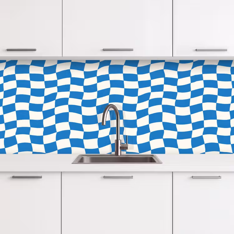 Keuken achterwand - Golvend - Patroon - Blauw — 4