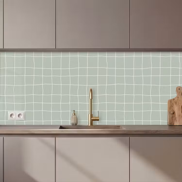 Keuken achterwand - Ruitpatroon - Golvend - Groen — 1