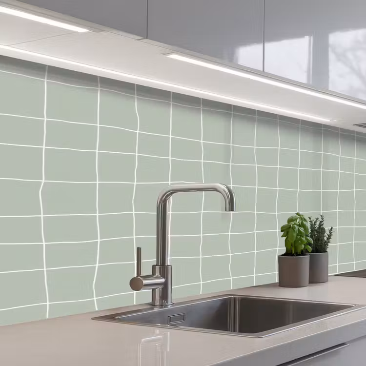 Keuken achterwand - Ruitpatroon - Golvend - Groen — 2