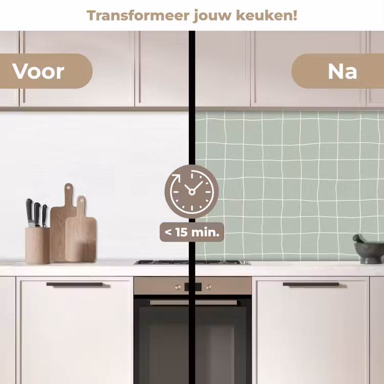 Keuken achterwand - Ruitpatroon - Golvend - Groen — 3