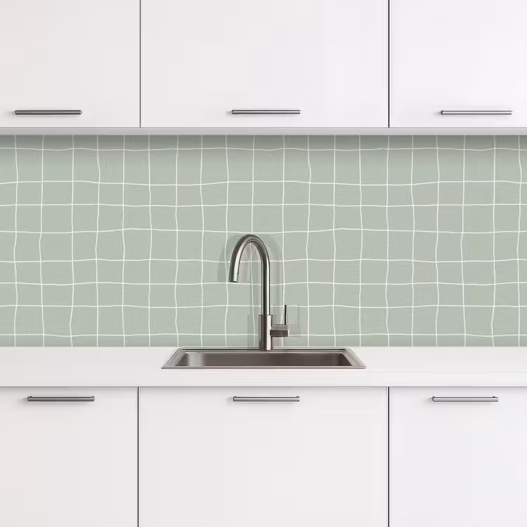 Keuken achterwand - Ruitpatroon - Golvend - Groen — 4