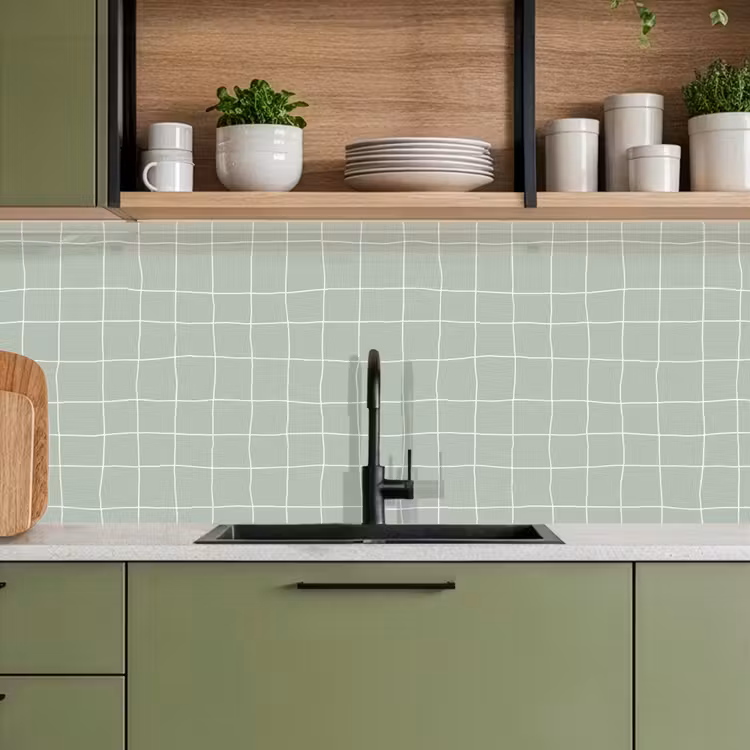 Keuken achterwand - Ruitpatroon - Golvend - Groen — 8