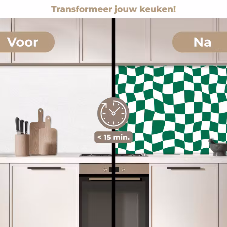 Keuken achterwand - Schaakbord - Golvend - Groen — 3